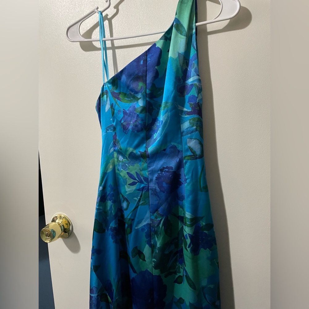 Floral One Shoulder Ruffle Cocktail Dress - Picture 9 of 13